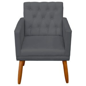 Poltrona Decorativa Capitonê para Sala Recepção Escritório (Cinza)