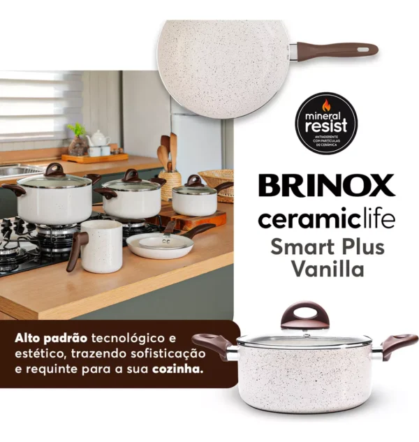 Conj de Panelas 8 Peças Ceramic Life Smart Plus Vanilla - Brinox - Image 2