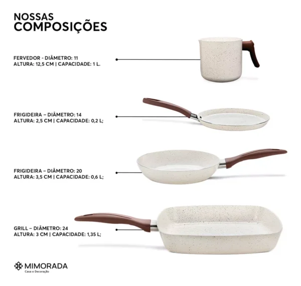Conj de Panelas 8 Peças Ceramic Life Smart Plus Vanilla - Brinox - Image 7