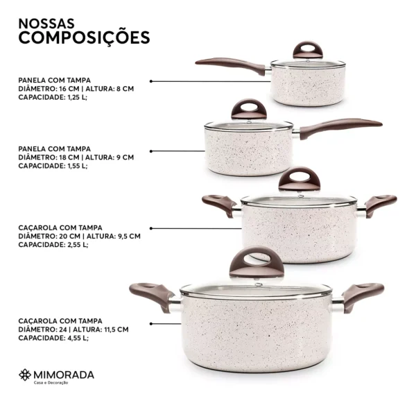 Conj de Panelas 8 Peças Ceramic Life Smart Plus Vanilla - Brinox - Image 6