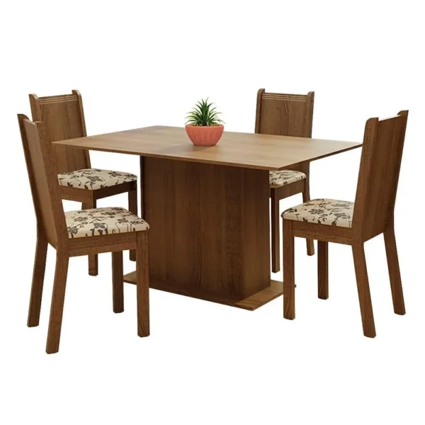 Conjunto Jantar Madesa Luana Mesa Madeira 4 Cadeiras Marrom - Image 2