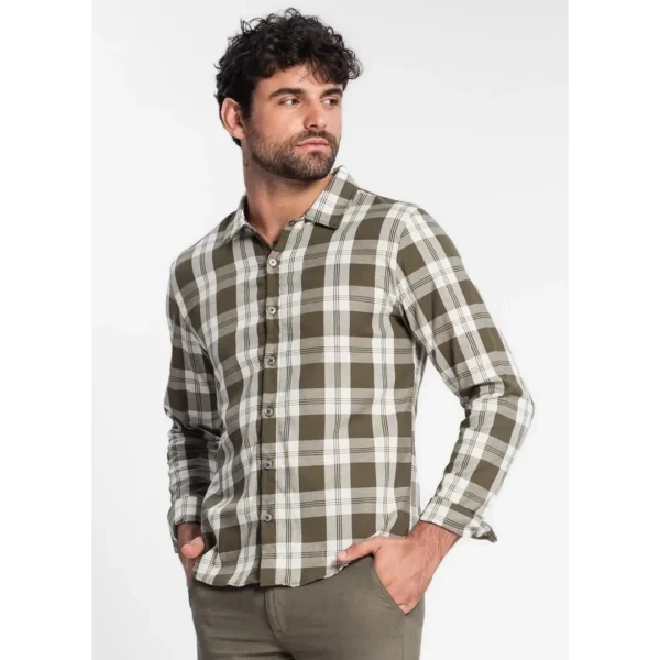 Diametro - Camisa Xadrez Manga Longa Masculina Verde
