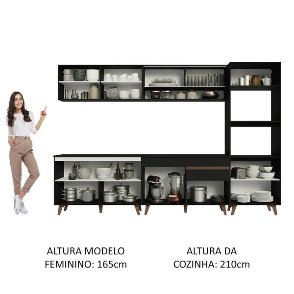 Cozinha Completa Madesa Reims 310002 Com Armário E Balcão - Preto - Image 3