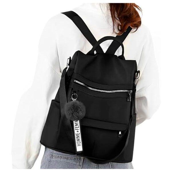 Bolsa Transversal Feminina Espaçosa Vira Mochila Anti Furto Dia a Dia Trabalho Alça Ajustável Blogueira - Marca VIBRANT ® (Preta) - Image 2